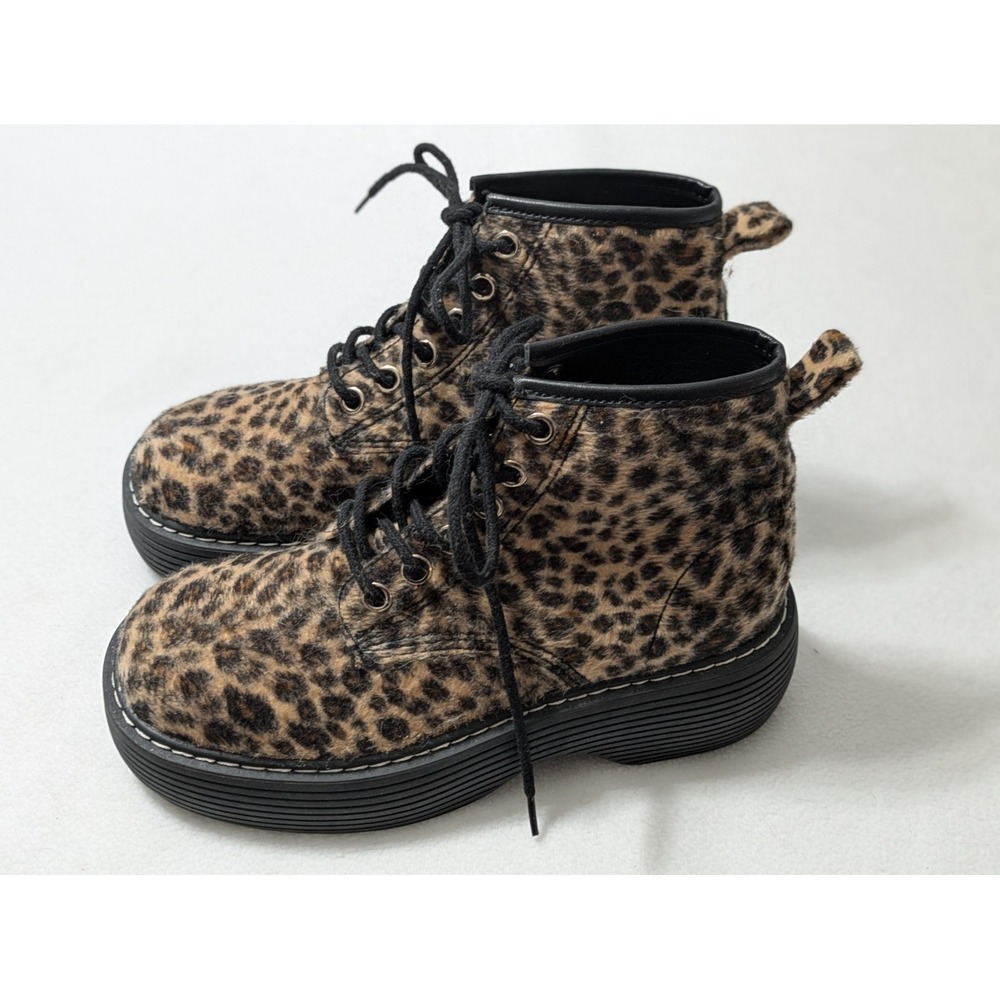 Delia's by Dolls Kill Leopard Print Platform Boots Sz 8 M Ankle Artsy City Gorp